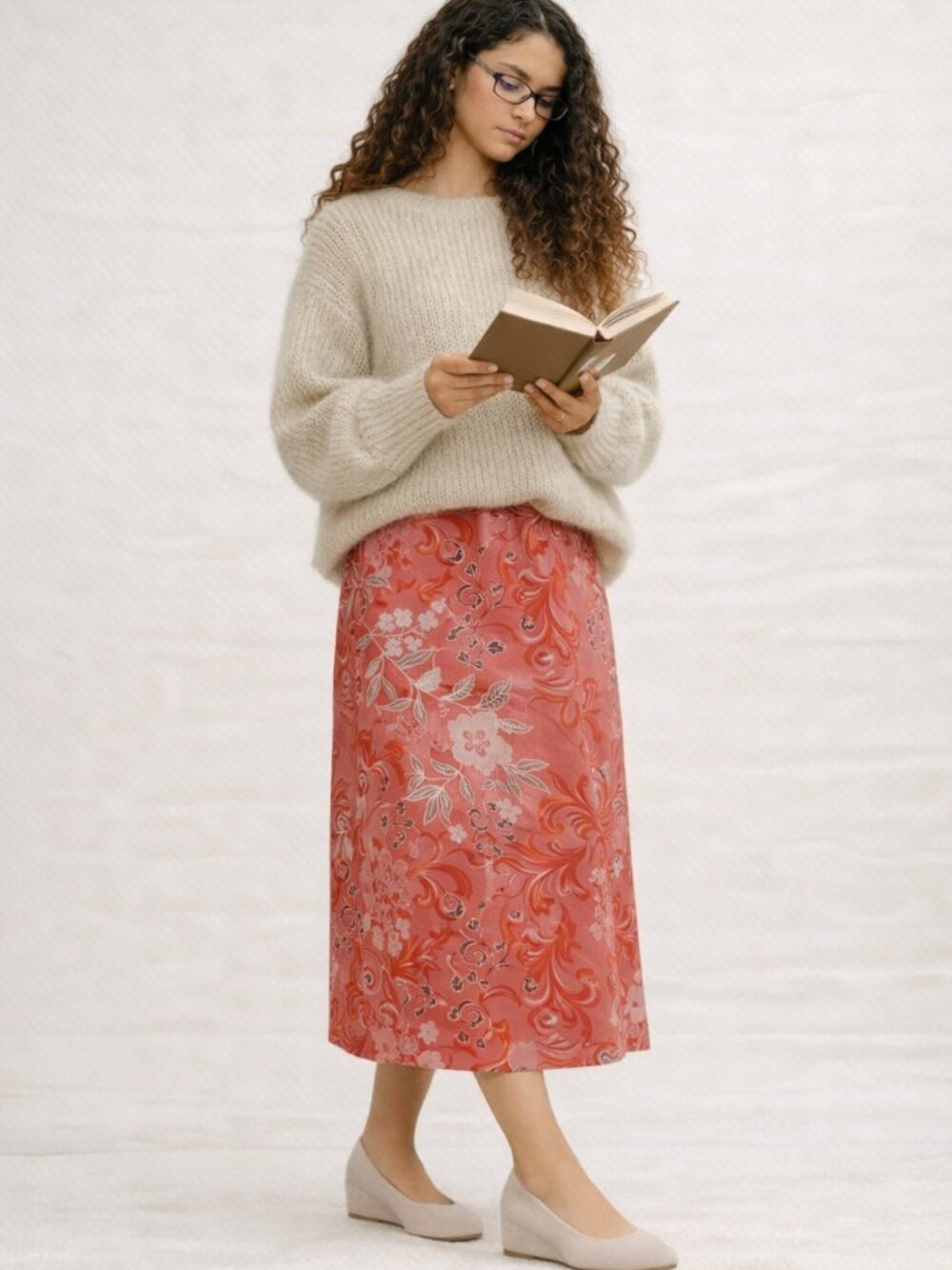 Floral print spring summer skirt